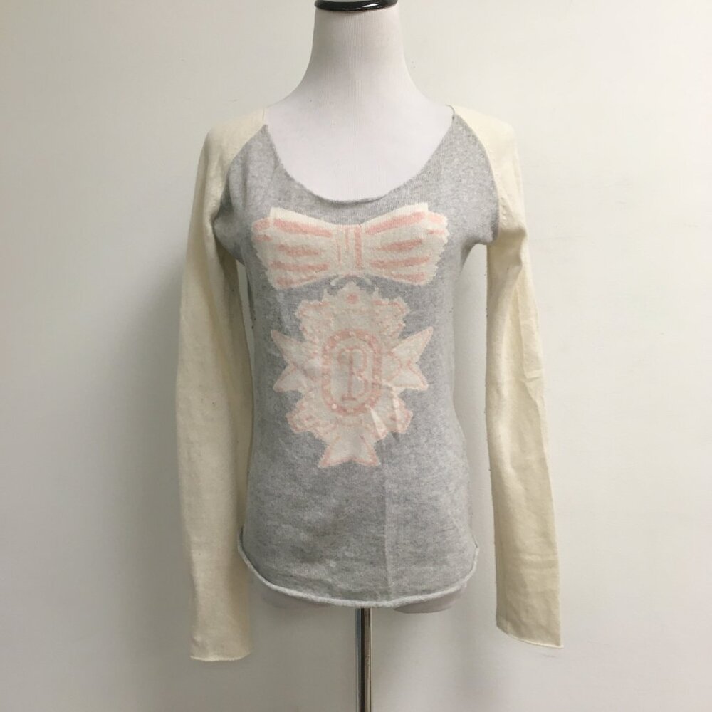 Berenice gray pink scoop neck cashmere sweater xs